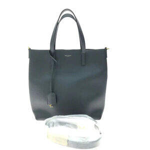 Saint Laurent Toy Shopping Leather Tote Bag Double Handles Hanging Tag Black